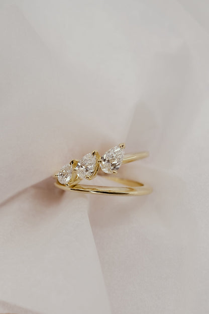 0.5ct Pear Three Stone Lab Grown Diamond Engagement Ring