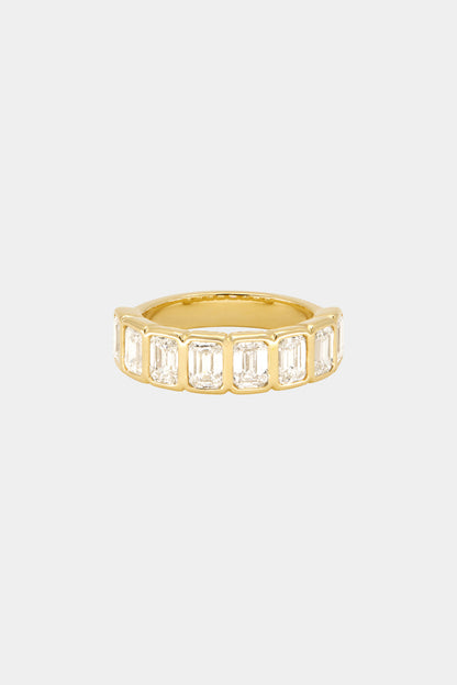 1.1ct Emerald Bezel Half Eternity Lab Grown Diamond Wedding Band