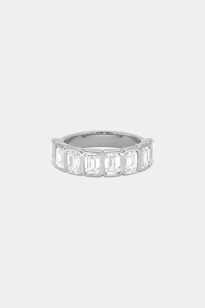 1.1ct Emerald Bezel Half Eternity Lab Grown Diamond Wedding Band