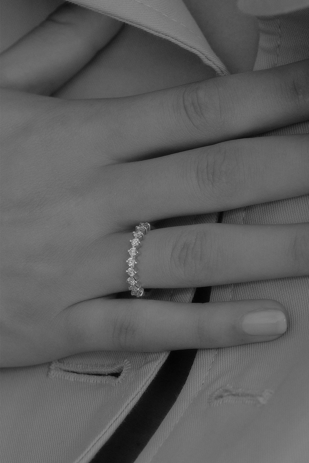 0.15 TCW Round Milgrain Lab Grown Diamond Wedding Band