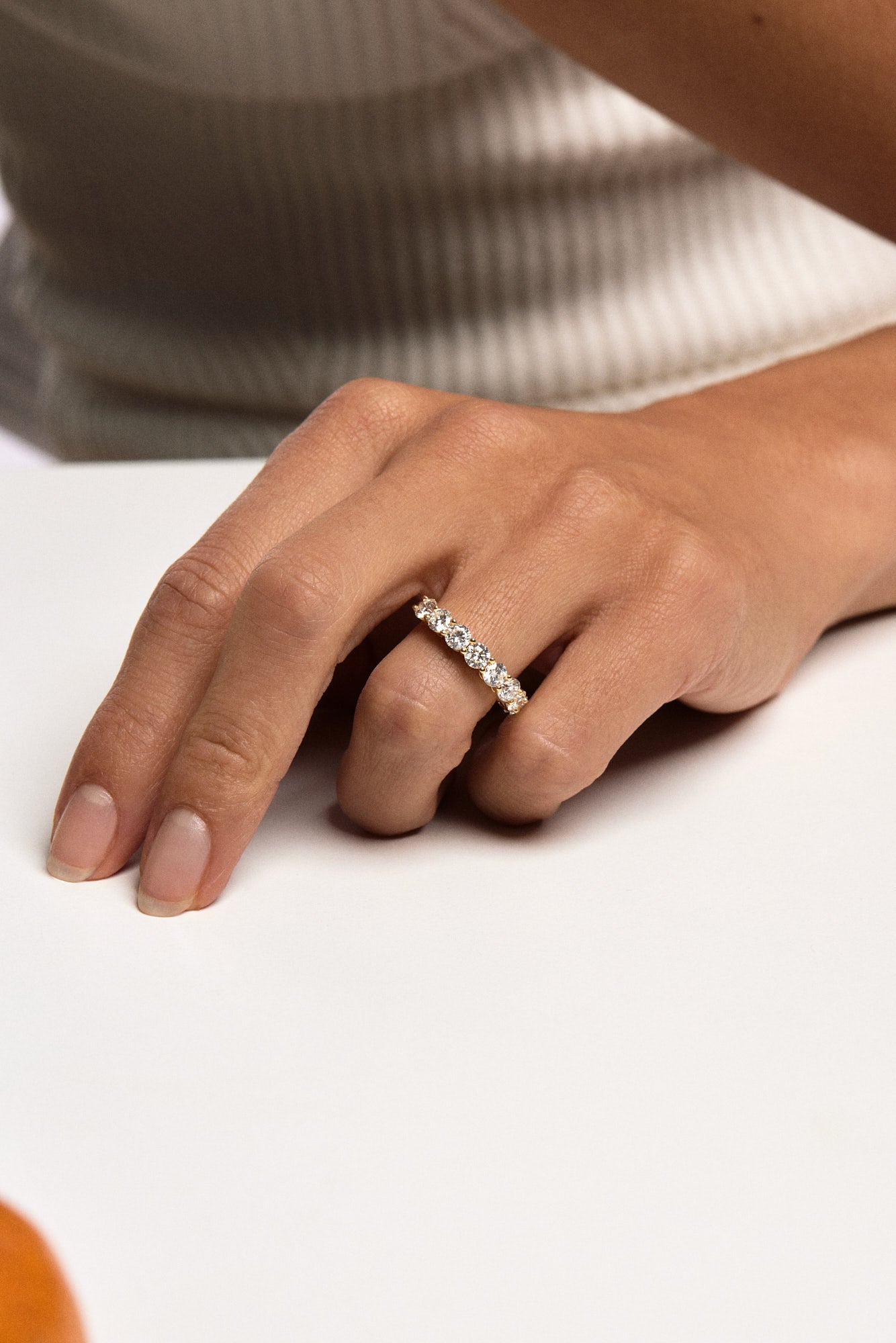 0.15 TCW Round Milgrain Lab Grown Diamond Wedding Band