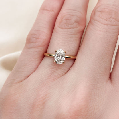 0.50 CT Oval Solitaire Lab Grown Diamond Engagement Ring