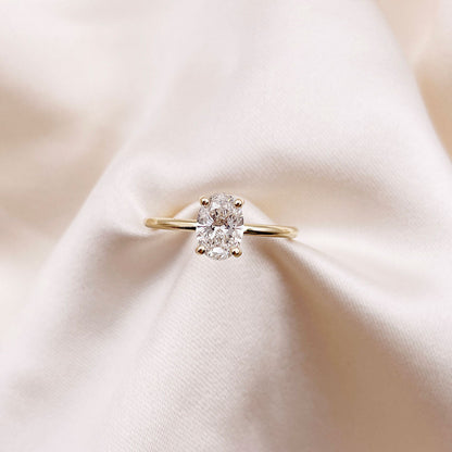 0.50 CT Oval Solitaire Lab Grown Diamond Engagement Ring