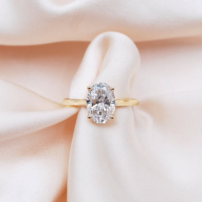 0.50 CT Oval Solitaire Lab Grown Diamond Engagement Ring