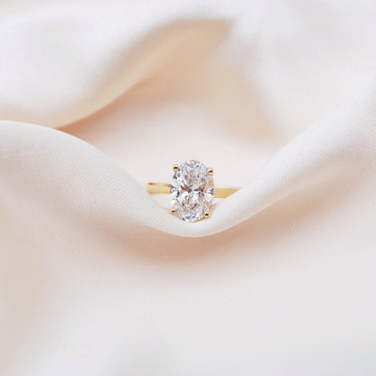 0.50 CT Oval Solitaire Lab Grown Diamond Engagement Ring