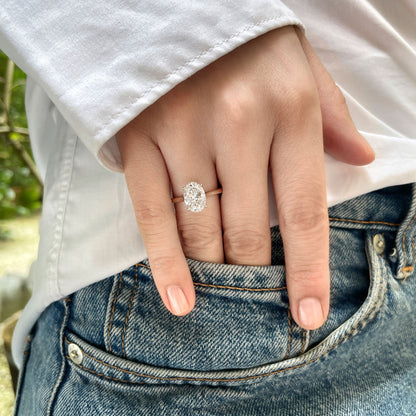 0.50 CT Oval Solitaire Lab Grown Diamond Engagement Ring