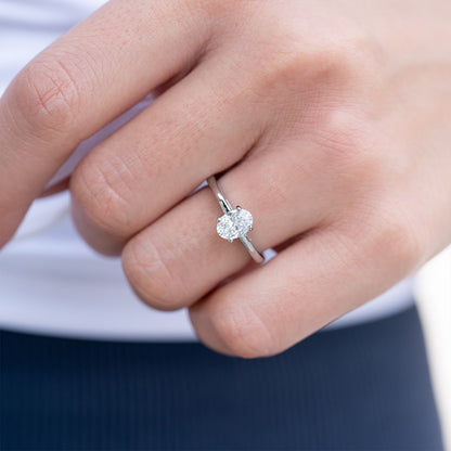 1 CT Oval Solitaire Lab Grown Diamond Engagement Ring