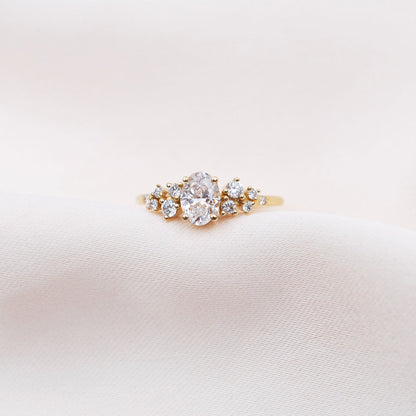 0.50 CT Oval Cluster Lab Grown Diamond Engagement Ring