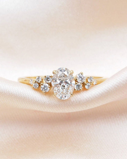 0.50 CT Oval Cluster Lab Grown Diamond Engagement Ring