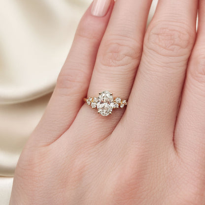 0.50 CT Oval Cluster Lab Grown Diamond Engagement Ring