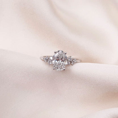 0.50 CT Oval Cluster Lab Grown Diamond Engagement Ring