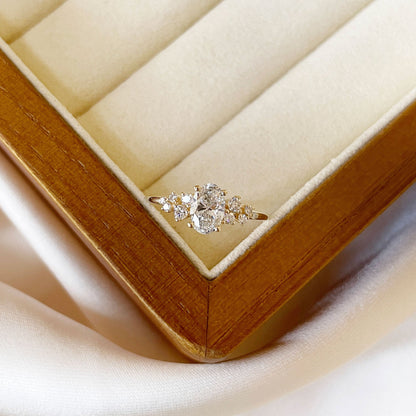 0.50 CT Oval Cluster Lab Grown Diamond Engagement Ring