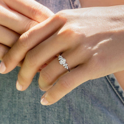 0.50 CT Oval Cluster Lab Grown Diamond Engagement Ring
