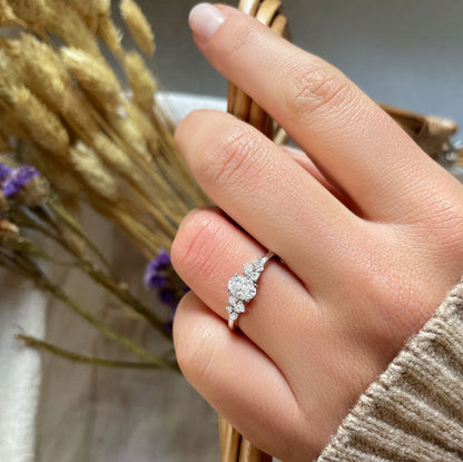 0.50 CT Oval Cluster Lab Grown Diamond Engagement Ring