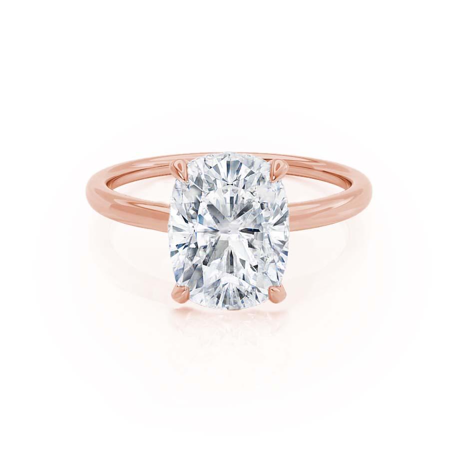 1.5 CT Elongated Cushion Hidden Halo Lab Grown Diamond Engagement Ring
