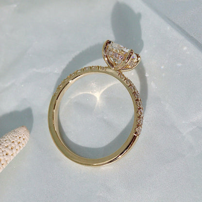 1.25 CT Pear Pave Lab Grown Diamond Engagement Ring