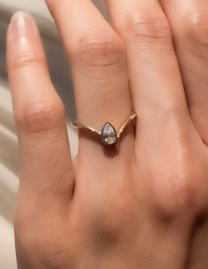0.5 CT Pear Cut Lab Grown Diamond Solitaire Engagement Ring
