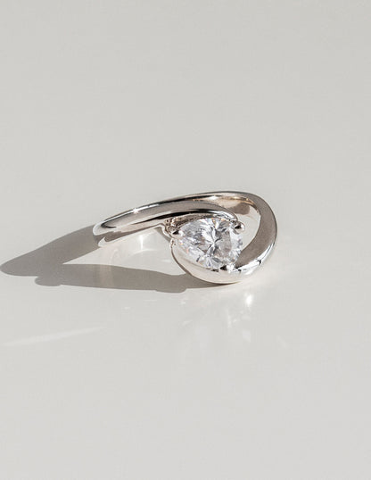 1.0 CT Pear Cut Lab Grown Diamond Solitaire Engagement Ring