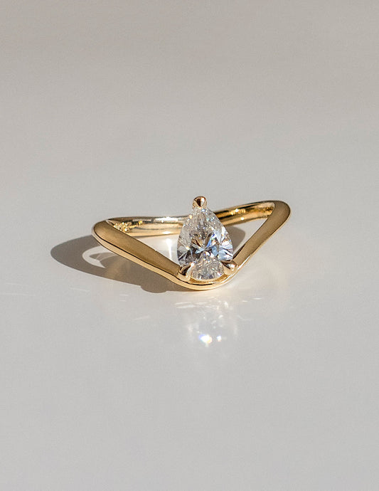 1.0 CT Pear Cut Lab Grown Diamond Solitaire Engagement Ring