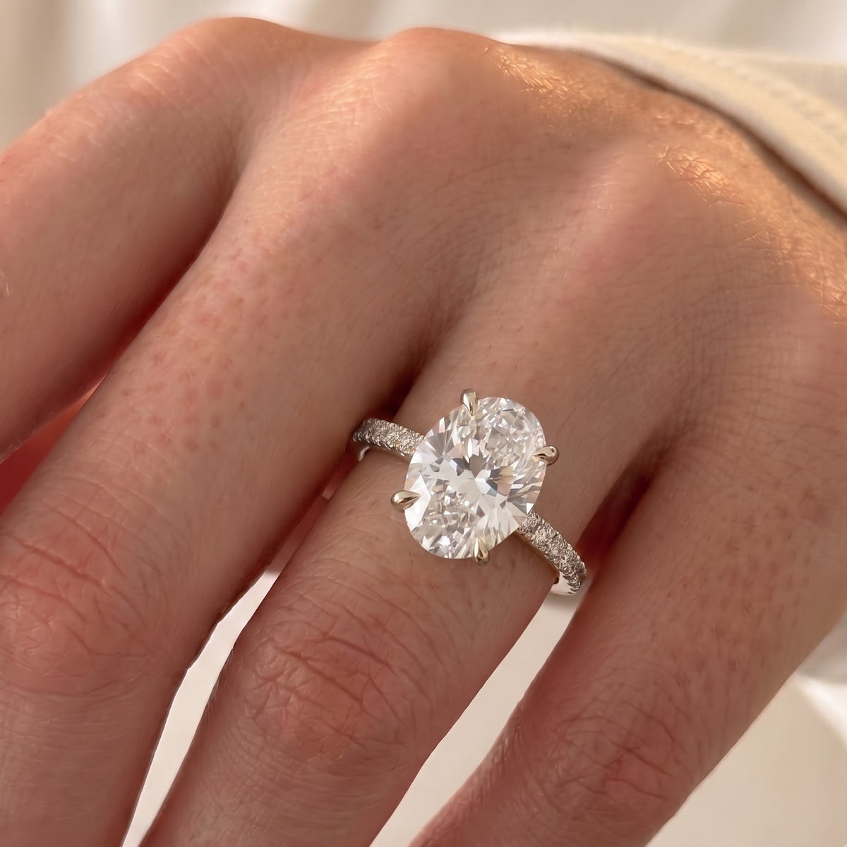 Kourtney Kardashian – Inspired Oval Cut Pave & Hidden Halo Lab Grown Diamond Engagement Ring