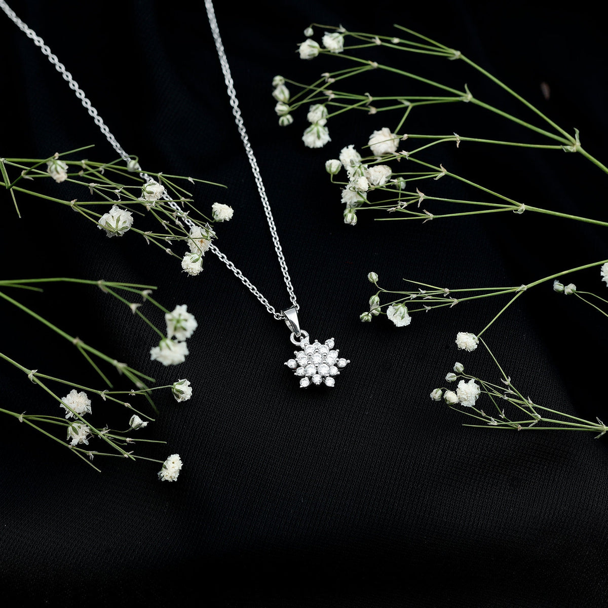 0.85 TCW Round Lab Grown Diamond Snowflake Pendant Necklace