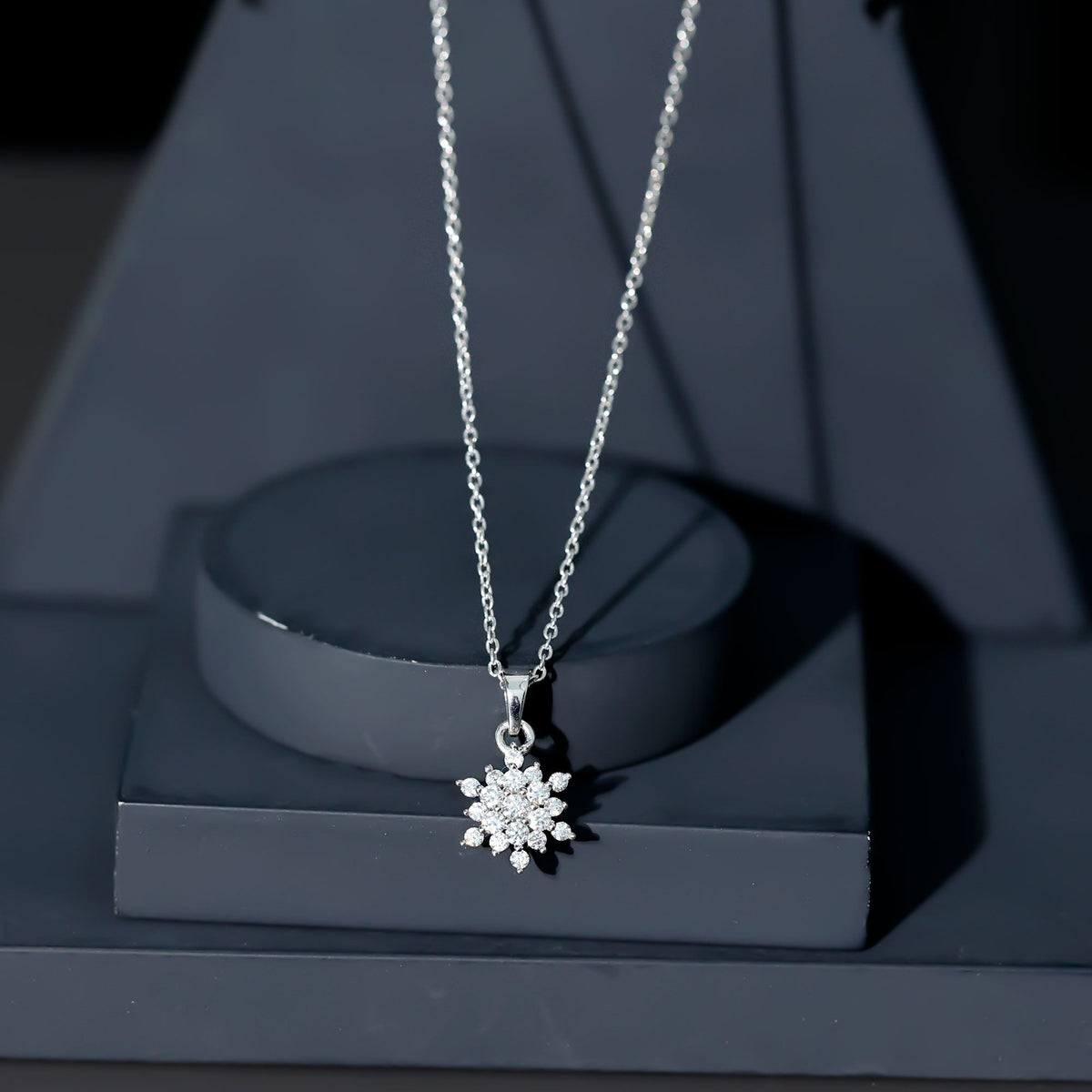 0.85 TCW Round Lab Grown Diamond Snowflake Pendant Necklace
