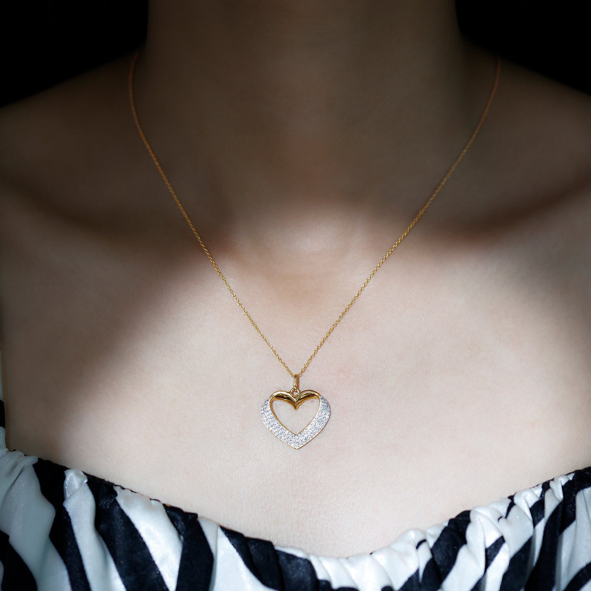0.87 TCW Round Lab Grown Diamond Heart Shaped Necklace