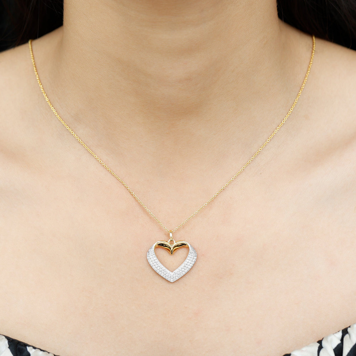 0.87 TCW Round Lab Grown Diamond Heart Shaped Necklace