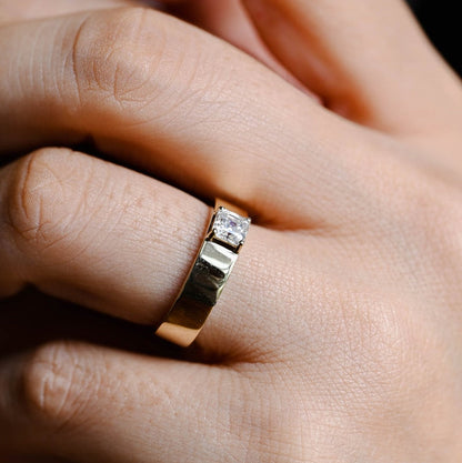 0.1 CT Asscher Lab Grown Diamond Solitaire Men's Wedding Band