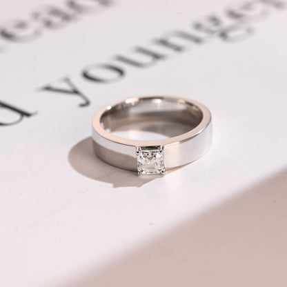 0.1 CT Asscher Lab Grown Diamond Solitaire Men's Wedding Band