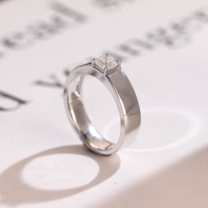 0.1 CT Asscher Lab Grown Diamond Solitaire Men's Wedding Band