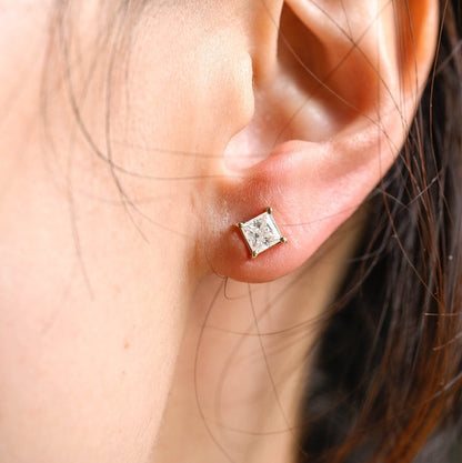 0.7 CT Princess Lab Grown Diamond Studs Earrings