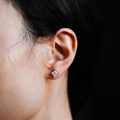 0.7 CT Princess Lab Grown Diamond Studs Earrings