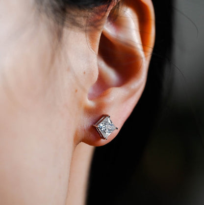 0.7 CT Princess Lab Grown Diamond Studs Earrings