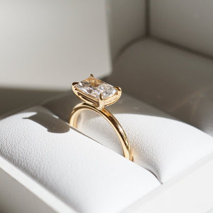 1.5 CT East West Radiant Solitaire Lab Grown Diamond Engagement Ring