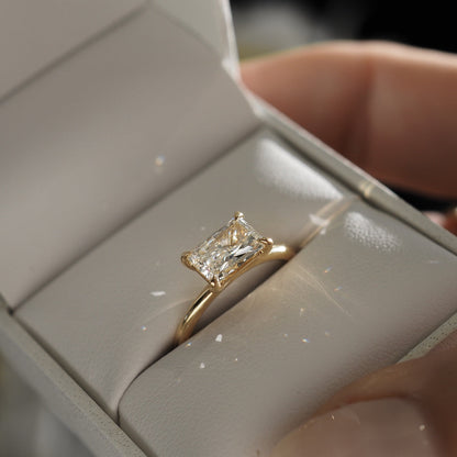 1.5 CT East West Radiant Solitaire Lab Grown Diamond Engagement Ring