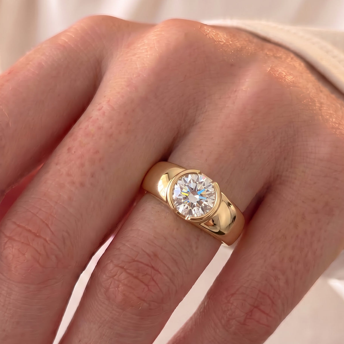 Dua Lipa – Inspired Round Cut Solitaire Lab Grown Diamond Engagement Ring