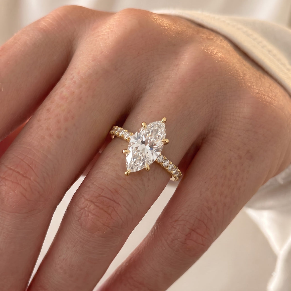 Selena Gomez – Inspired  Marquise Cut Pave Lab Grown Diamond Engagement Ring