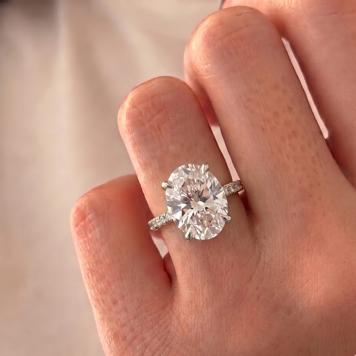 Kourtney Kardashian – Inspired Oval Cut Pave & Hidden Halo Lab Grown Diamond Engagement Ring