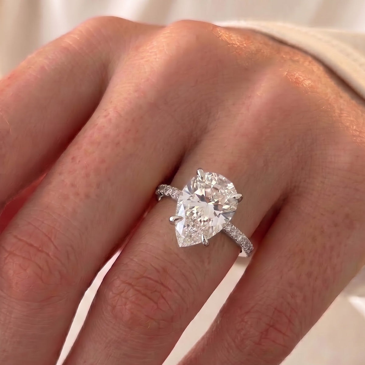 Adele – Inspired Pear Cut Pave Lab Grown Diamond Engagement Ring