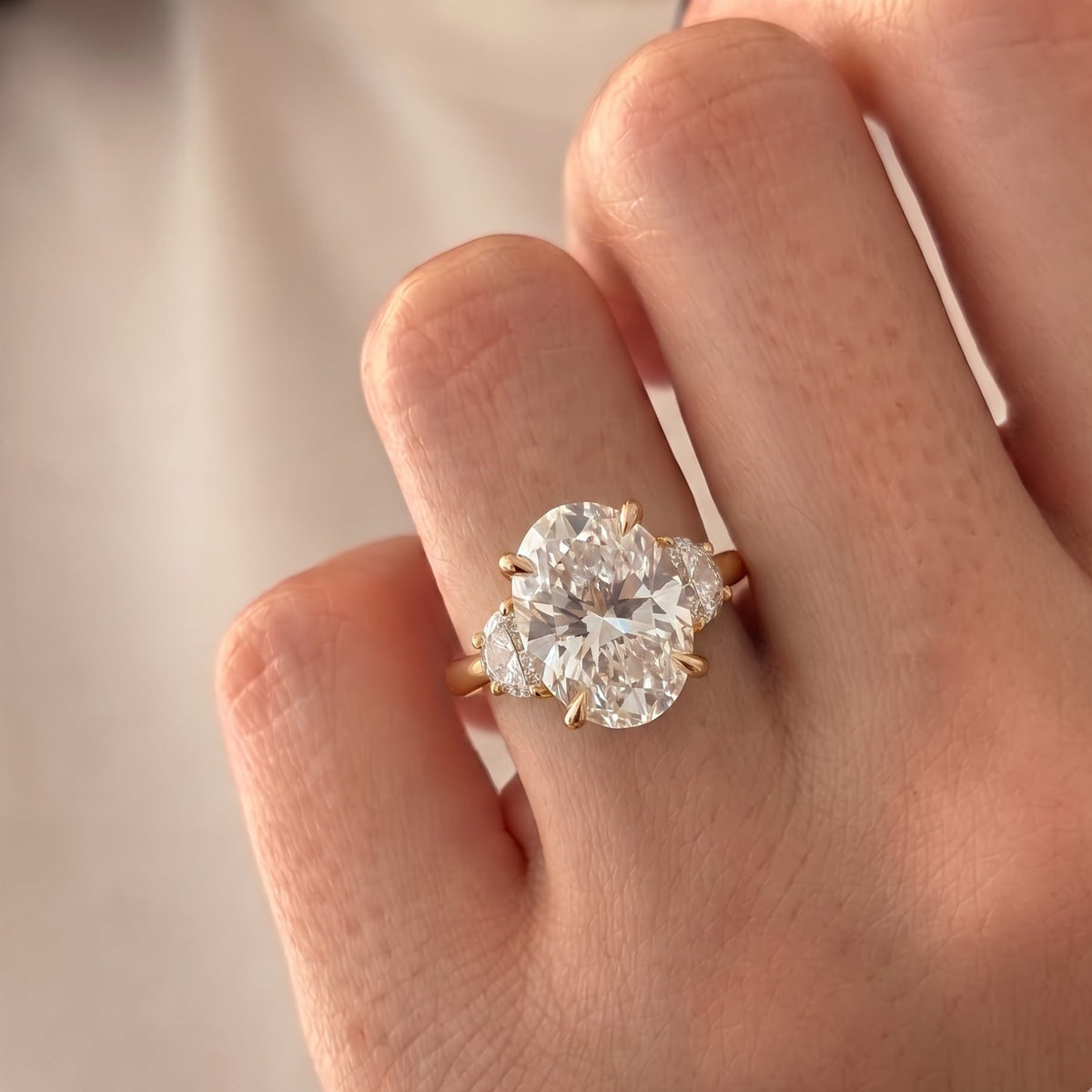 Serena Williams – Inspired Oval Cut Three Stone Lab Grown Diamond Engagement Ring