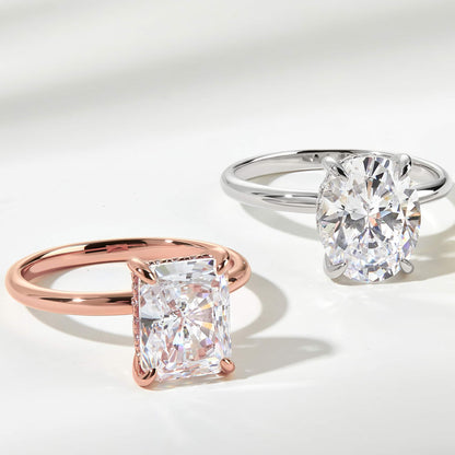 3 CT Radiant Hidden Halo Lab Grown Diamond Engagement Ring