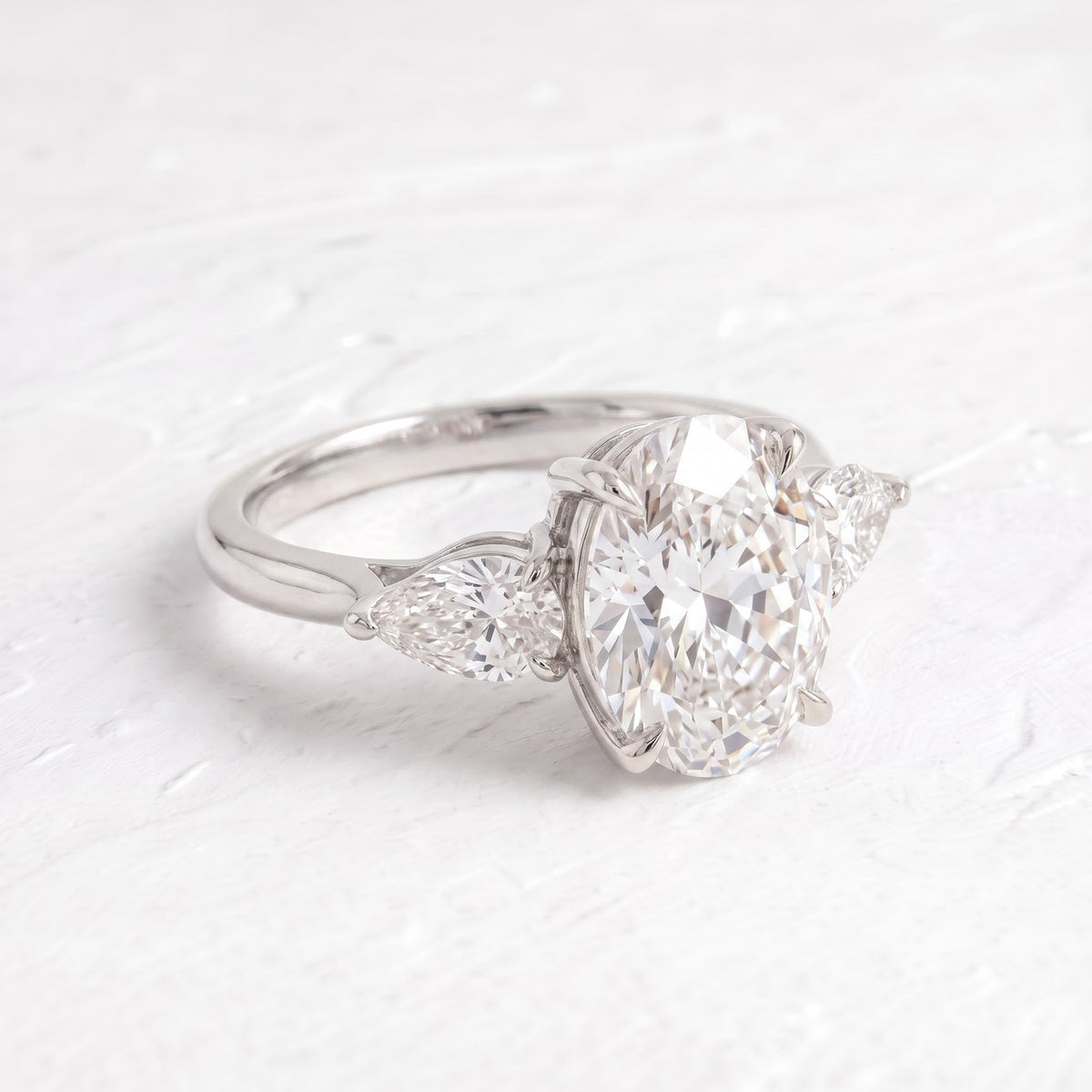 Winnie Harlow – Inspired Oval Cut Three Stone Lab Grown Diamond Engagement Ring