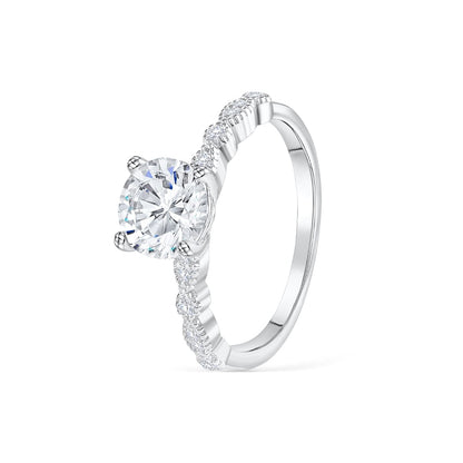 3 CT Round Pave Lab Grown Diamond Engagement Ring