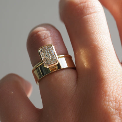 1.5 CT Radiant Bezel Lab Grown Diamond Engagement Ring