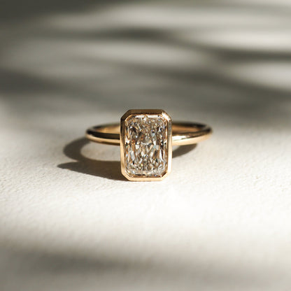 1.5 CT Radiant Bezel Lab Grown Diamond Engagement Ring