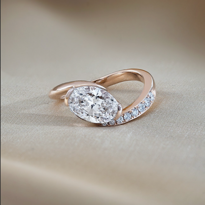 1.59 CT Oval Swirl Pave Lab Grown Diamond Engagement Ring
