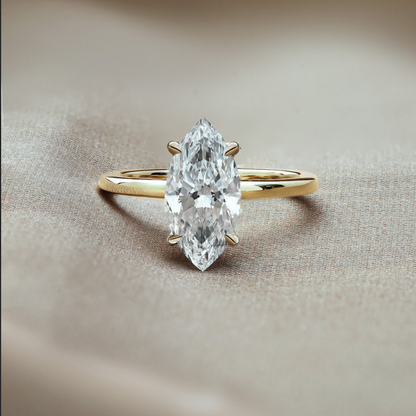 2 CT Marquise Hidden Halo Lab Grown Diamond Engagement Ring
