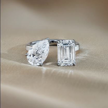 3.5 CT Pear & Emerald Toi Et Moi Lab-Grown Diamond Engagement Ring