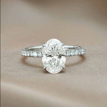 2 CT Oval Pave Lab Grown Diamond Engagement Ring